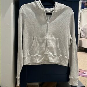 Aritzia TNA Waffle Zippy Hoodie Sweatshirt - Cool Gray